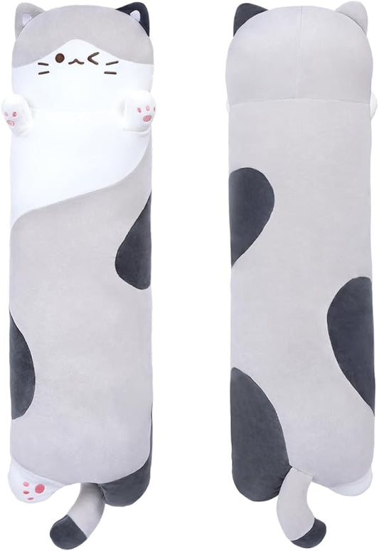 Long Plush Toy Cat Pillow Cute Plush Cat Toy Doll Girls(Gray,70cm/27.6in)