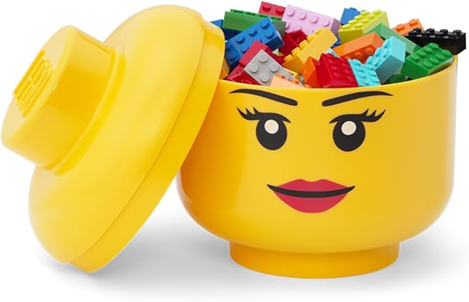 Room Copenhagen, LEGO Storage Heads Stackable Storage Container - Buildable Organizational Bins for Kid’s Toys and Accessories - 6.30 x 6.30 x 7.28in - Small, Girl, Holds 250 Bricks