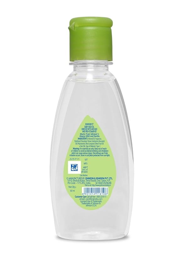 Newborn Johnson'S Baby Hair Oil With Avocado, 60Ml