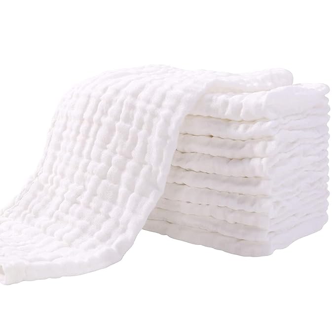 Yoofoss Muslin Burp Cloths for Baby 10 Pack 100% Cotton 20''X10'' Super