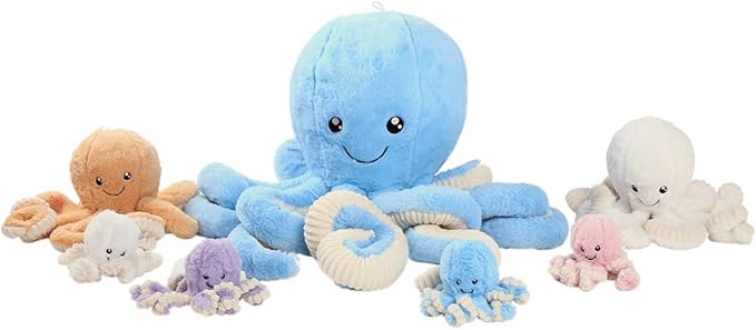 DENTRUN Octopus Stuffed Animals, Giant Octopus Plush Doll Play Toys for Kids Girls Boys Adults Birthday Xmas Halloween Present Stuffed Sea Animals Plushie 7/16/24/32 Inches, 5 Colors