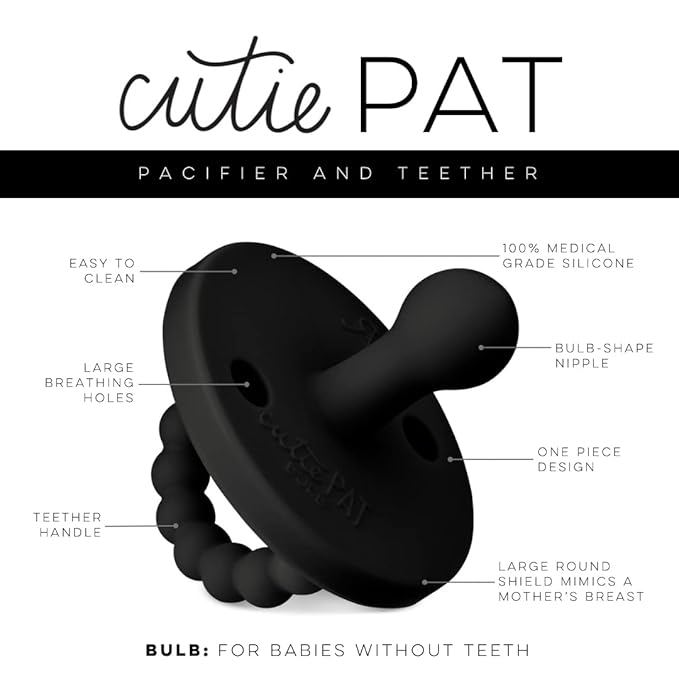 Ryan & Rose Cutie PAT Pacifier Teether (Bulb, Black)