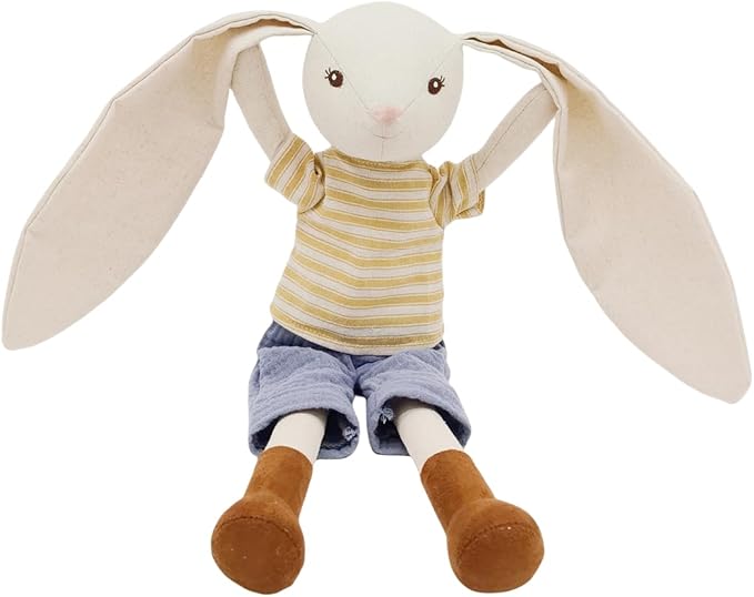 15" Bunny Stuffed Animals for Baby, Plush Toy Doll -Wearing Striped T-Shirt and Pants 3 4 5 Year