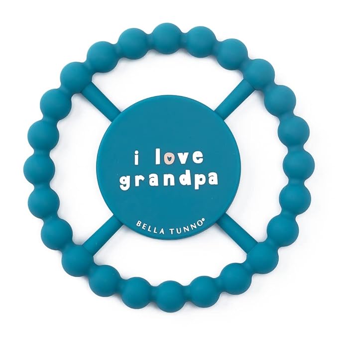 Bella Tunno Happy Teether – Soft & Easy Grip Baby Teether Toy, Silicone Teether Ring to Help Soothe Gums, Non-Toxic and BPA Free, I Love Grandpa