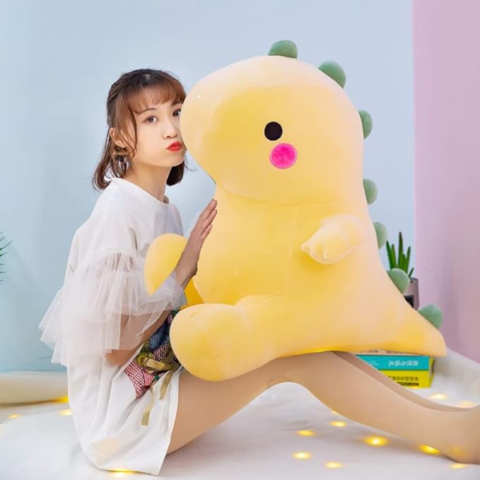 Cute Dinosaur Plush Toys Fat Dinosaur Stuffed Animals Toys Dolls, Dinosaur Plush Toy Soft Stuffed Animal Dino Plushies Doll Cute Birthday Gifts for Kids Girls Boys (Yellow 23in)