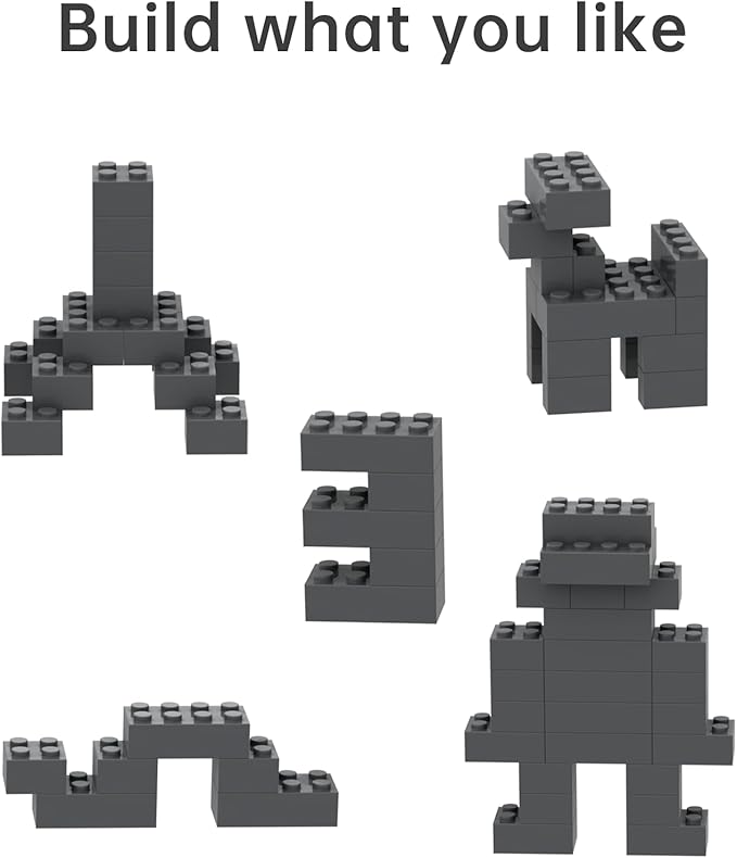 Classic Bulk Brick Block 2x4, 300 Piece Building Brick Dark Grey 3001, Creative