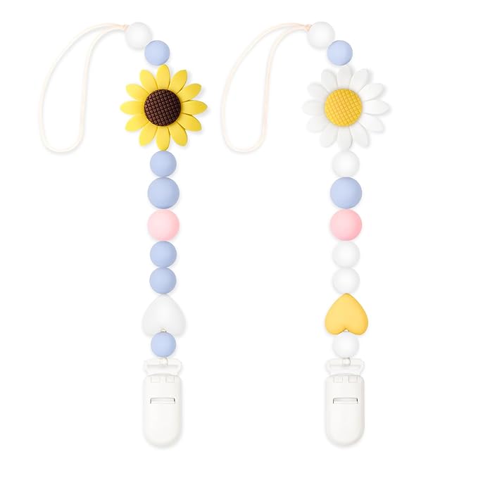 Silicone Pacifier Clip, 2 Pack Pacifier Holder for Boys and Girls