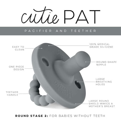 Ryan & Rose Cutie PAT Pacifier Teether (Stage 2, Charcoal)