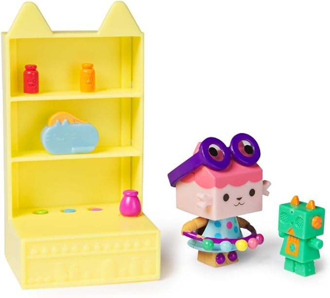 Gabby's Dollhouse, Celebration Series Baby Box Cat Bobble Figure with Dollhouse Furniture and Accessories 3 and