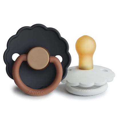 FRIGG Daisy Natural Rubber Baby Pacifier | Made in Denmark 0-6 Months) 2-Pack