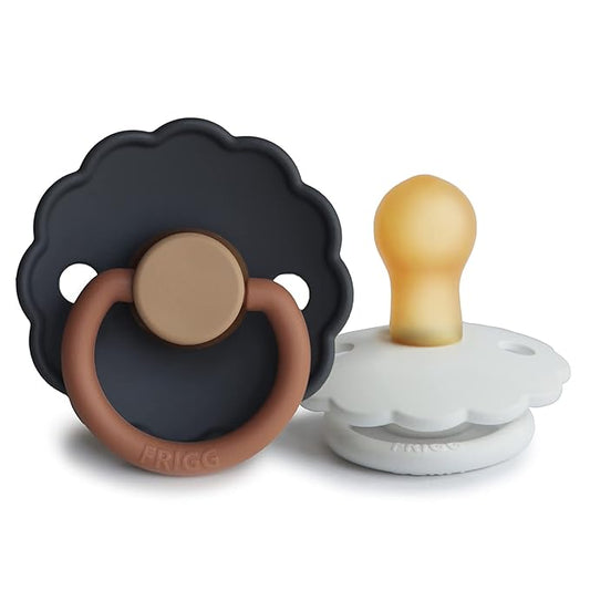 FRIGG Daisy Natural Rubber Baby Pacifier | Made in Denmark 0-6 Months) 2-Pack