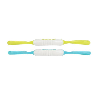 Nuby Dip & Scoop Spoons - (2-Pack) Baby Led Weaning Spoons for Babies - 6+ Months - Aqua and Yellow