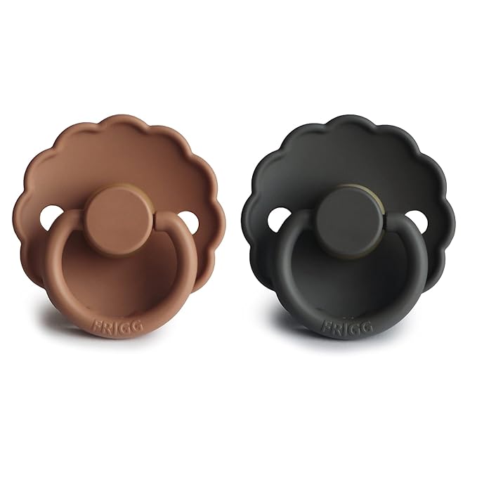 FRIGG Daisy Natural Rubber Baby Pacifier | Made in Denmark 0-6 Months) 2-Pack
