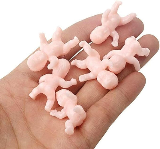 1.2" King Cake Babies Mini Plastic Babies for Baby Shower 24PCS (White)