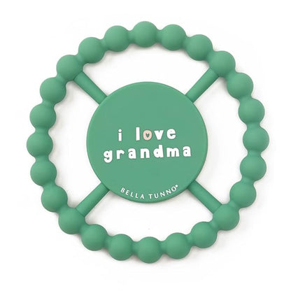 Bella Tunno Happy Teether – Soft & Easy Grip Baby Teether Toy, Silicone Teether Ring to Help Soothe Gums, Non-Toxic and BPA Free, I Love Grandma