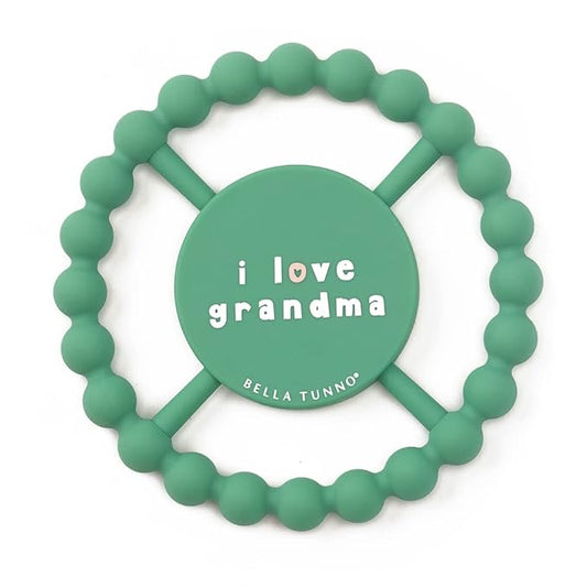 Bella Tunno Happy Teether – Soft & Easy Grip Baby Teether Toy, Silicone Teether Ring to Help Soothe Gums, Non-Toxic and BPA Free, I Love Grandma