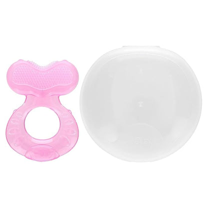Nuby Silicone Teethe-EEZ Teether with Bristles (Pink-2 Count)