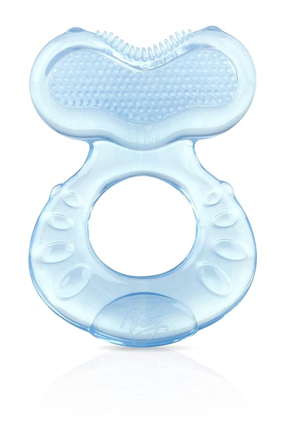 Nuby Silicone Teethe-EEZ Teether with Bristles (Blue-2 Count)