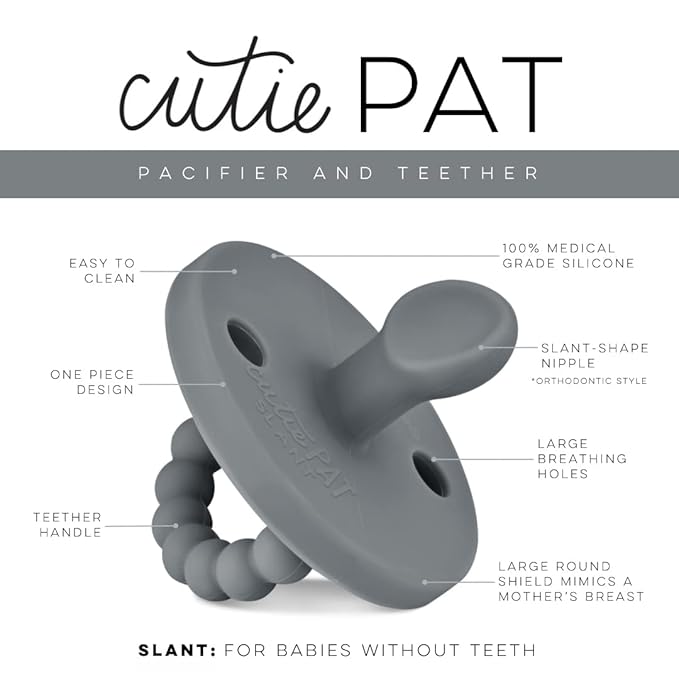 Ryan & Rose Cutie PAT Pacifier Teether (Slant, Charcoal)