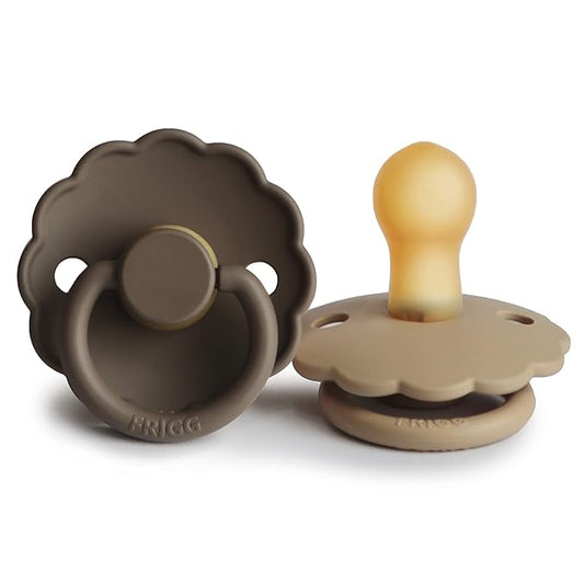FRIGG Daisy Natural Rubber Baby Pacifier | Made in Denmark 0-6 Months) 2-Pack