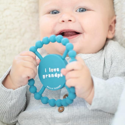 Bella Tunno Happy Teether – Soft & Easy Grip Baby Teether Toy, Silicone Teether Ring to Help Soothe Gums, Non-Toxic and BPA Free, I Love Grandpa