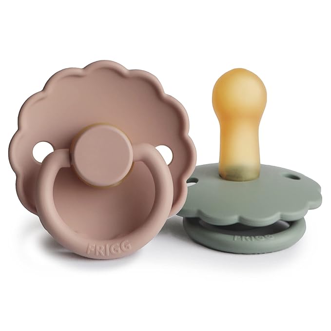 FRIGG Daisy Natural Rubber Baby Pacifier | Made in Denmark 6-18 Months) 2-Pack