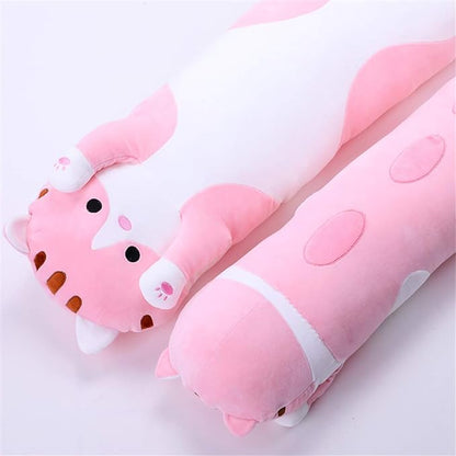 shangman Lovely Plush Cat Doll Cute Cartoon Soft Stuffed Kitten, Long Throw Sleeping Pillow (Pink,90cm/35.4in)