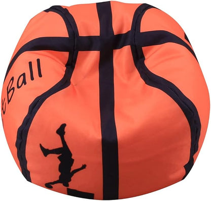 LMYOVE Stuffed Animal Storage Bean Bag Chair Cover for Kids, Organizing Plush Toys for Girls and Boys (26'', Basketball)
