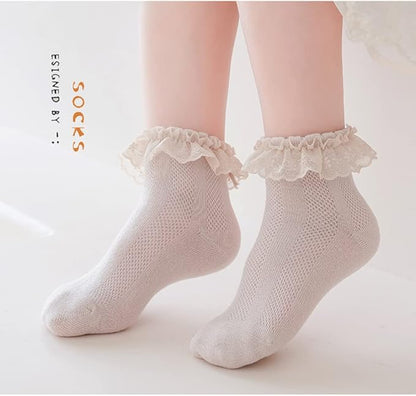 QandSweet Baby Girls' Eyelet Flower Socks Ankle Sock for Newborn