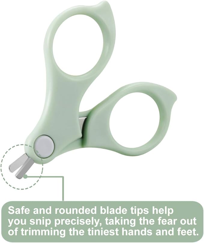 PandaEar Baby Nail Manicure Pedicure Grooming Care Kit (4 Pack)| Clippers Scissors File Tweezers | Newborn Infant Toddler Kids|1 Months Plus (Green)