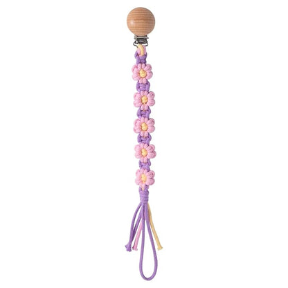 Pacifier Clip for Boys Girls Floral Daisy Macrame Paci Clip