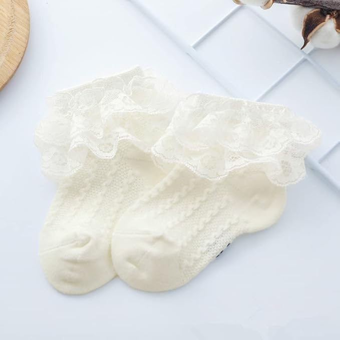 QandSweet Baby Girls' Eyelet Flower Socks Ankle Sock for Newborn
