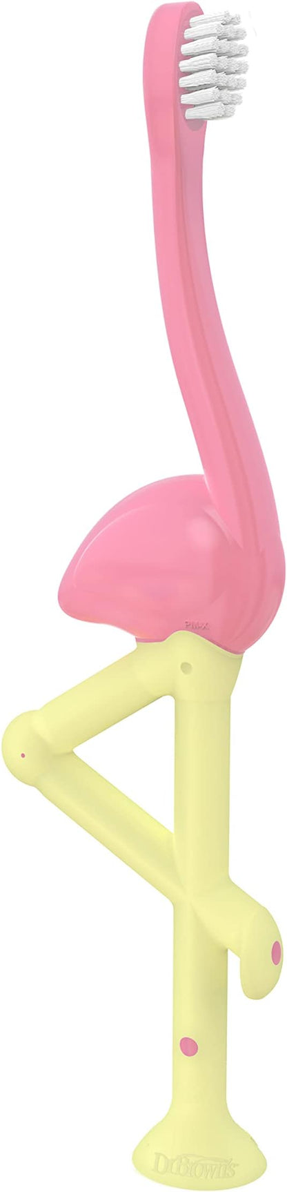 Dr. Brown's Baby and Toddler Toothbrush, Flamingo 1-Pack, 1-4 Years