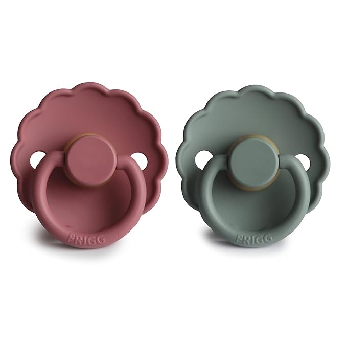 FRIGG Daisy Natural Rubber Baby Pacifier | Made in Denmark 6-18 Months) 2-Pack