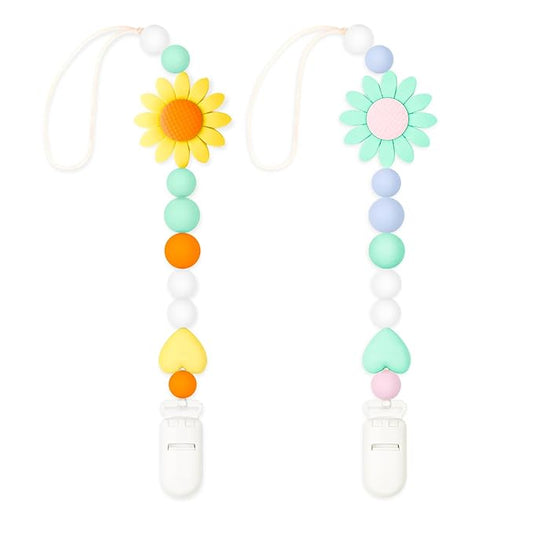 Silicone Pacifier Clip, 2 Pack Pacifier Holder for Boys and Girls