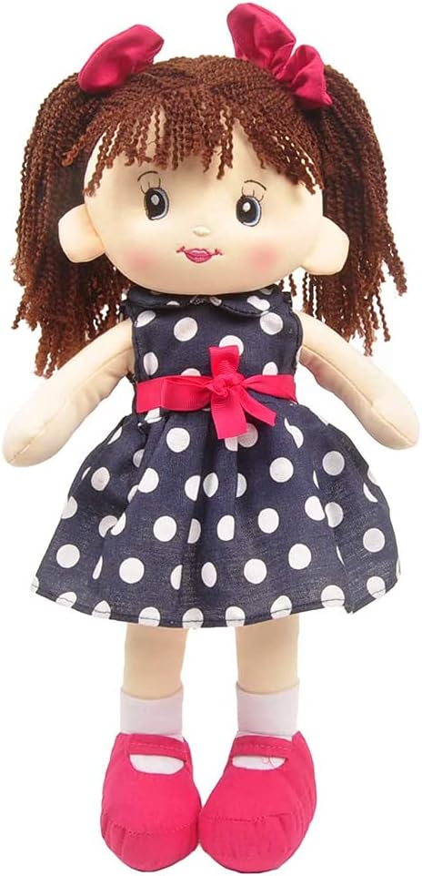 Linzy Toys, 16'' Betty Soft Plush Rag Doll with Polka Dots Dress (92640AZUL)