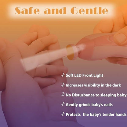 Baby Nail Trimmer Electric Nail File Baby Nail Clippers, 20 in 1 Safe Nail Filer Grinder Kit for Newborn Infant Toddler Kids or Adults Toes Fingernails Care Trim Polish, Led Light and Grinding Heads