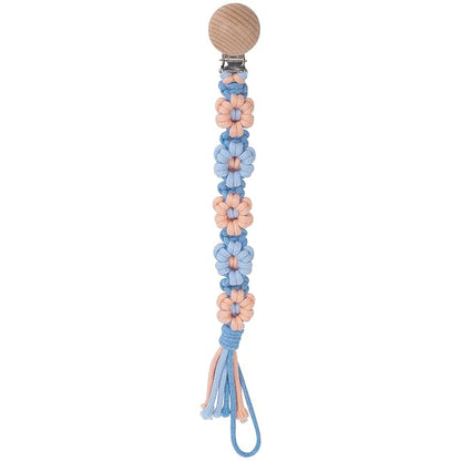 Pacifier Clip for Boys Girls Floral Daisy Macrame Baby Paci (1pack:Blue Daisy