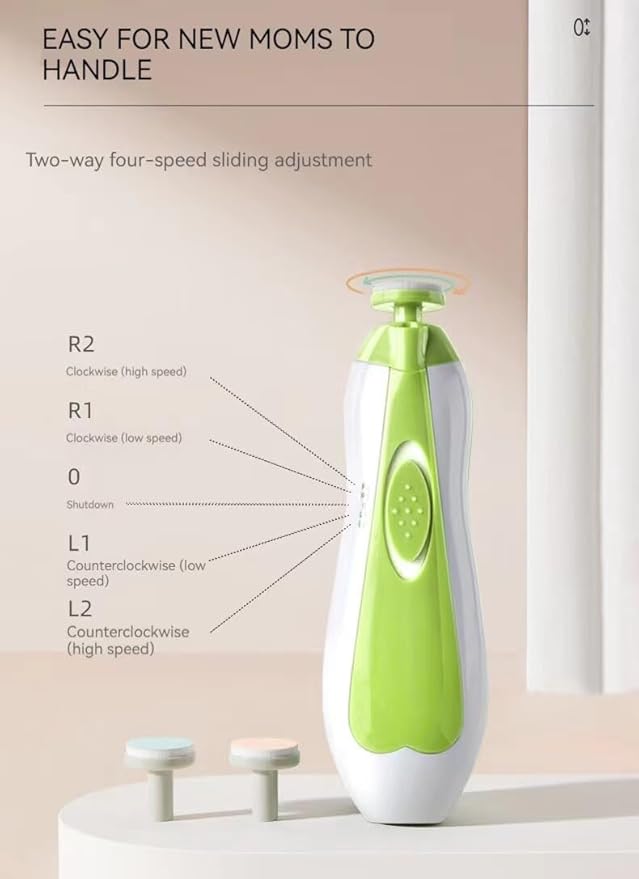 Electric Baby Nail Trimmer, Safe Baby Nail File with Light and 6 Grinding Pads for Newborn Toddler Toes and Fingernails,Baby Nail Trimmer Infant Nail File Electric (Green)