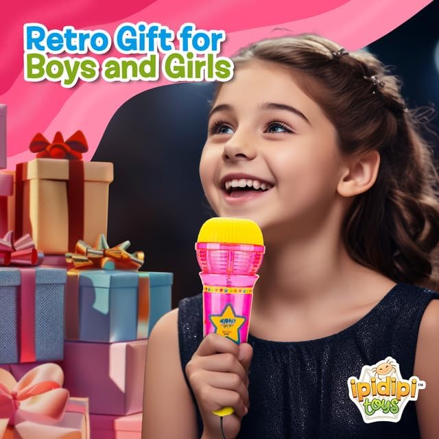 IPIDIPI TOYS Echo Mic for Kids and Toddlers - Magic Microphone with Multicolored Flashing Light and Fun Rattle