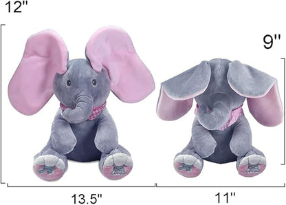 OMGOD Peek a Boo Elephant Stuffed Animals, Plush Toy for Baby Girls Hide-and-Seek Game Toy Singing Interactive Musical Toys 6 month 1+ Year Doll-12