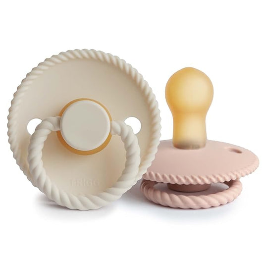 FRIGG Rope Natural Rubber Baby Pacifier | Made in Denmark 0-6 Months)
