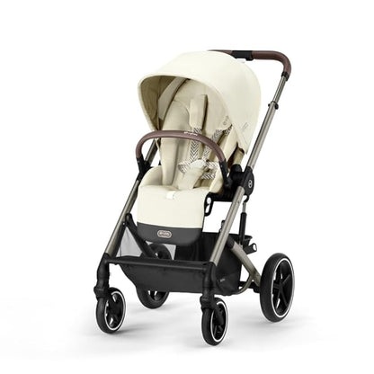 Cybex Balios S Lux Toddler and Baby Stroller with Reversible Seat, Unique One-Pull Harness, and Multiple Recline - Travel System Ready, with One Hand Fold, Taupe Frame/Seashell Beige Seat