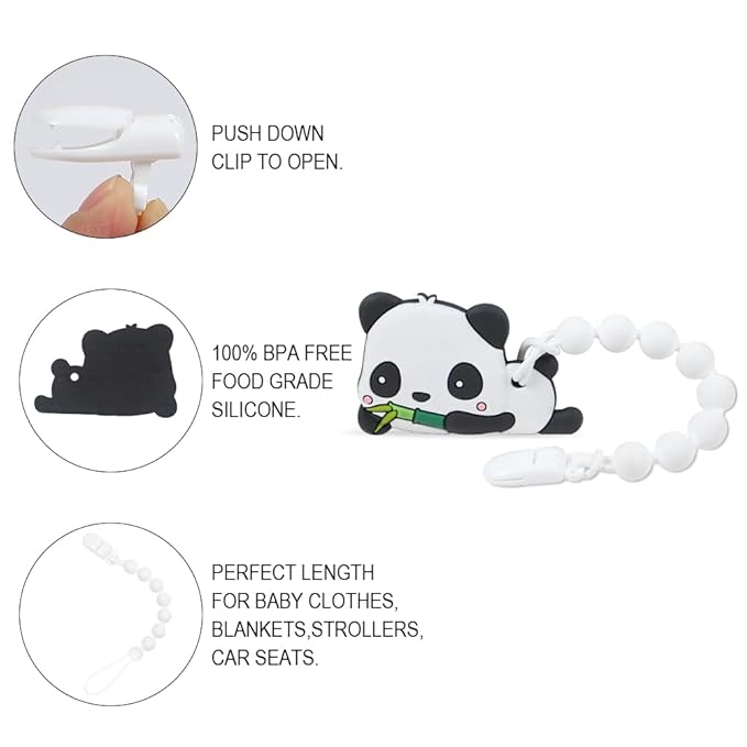 Baby Teething Toys,Food Grade Silicone Teether with One-Piece Pacifier Clip Holder 3 Months+