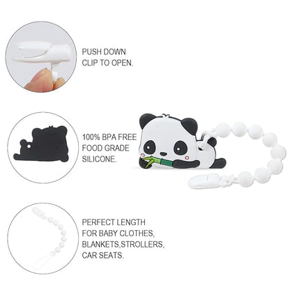 Baby Teething Toys,Food Grade Silicone Teether with One-Piece Pacifier Clip Holder 3 Months+