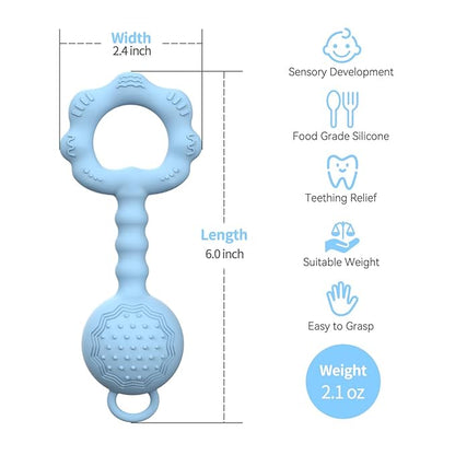 Teethers for Babies 6-12 Months, Rattles for Babies 0-6 Months 2-in-1 Rattle