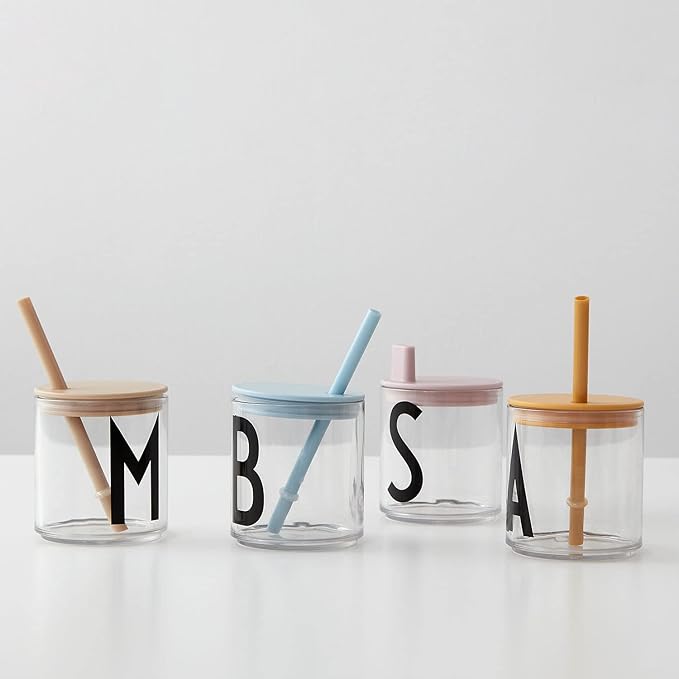 Design Letters Tritan Dinnerware Cups for Kids A-Z 6 Oz| Kids Glass Designed in Denmark for Baby feeding | Toddler Cup for Drinking | Unbreakable Tableware for Baby|Stackable Tumbler Cup BPA/BPS Free
