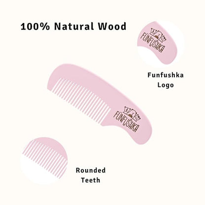 Wooden Baby Hair Brush and Comb Set for Newborns - Soft Bristle and Comb for Gentle Scalp Care - Perfect Baby Registry Gift Set – Cradle Cap Brush for Newborn (Rosa)