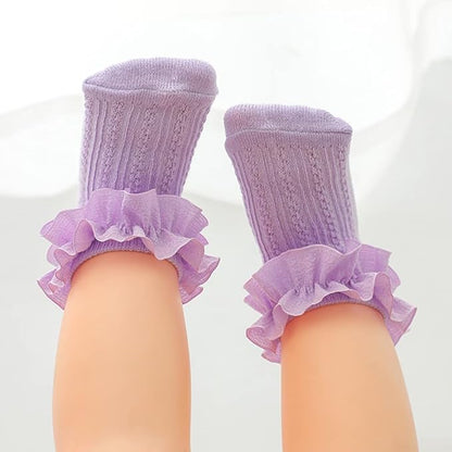 QandSweet Baby Girls' Eyelet Flower Socks Ankle Sock for Newborn