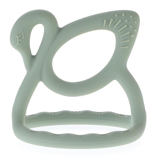 Baby Teething Toy, BPA Free Silicone Swan Shape Teether for Babies 6 Month+ 1 (Sage)